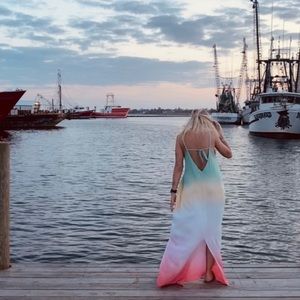 Rainbow Low Back Maxi is now available on our website www.tinksboutique.com